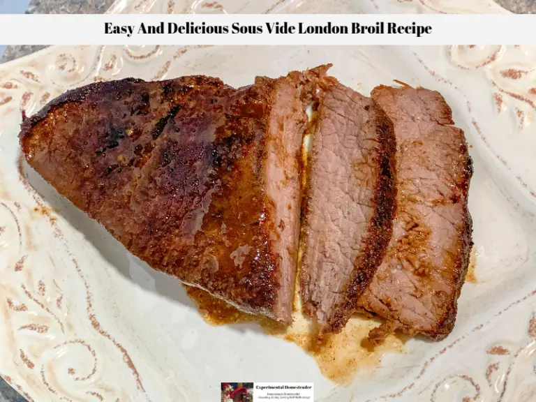 The finished London Broil on a platter ready to serve.
