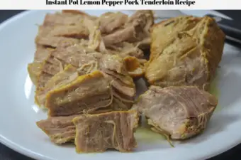 The lemon pepper pork tenderloin on a plate ready to serve.