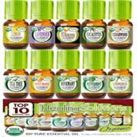 Top 10 USDA Certified Organic Essential Oils Set (10 Pack - 100% Pure & Natural) Therapeutic Grade - 5ml Set