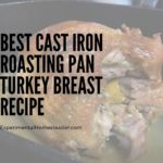 The cooked turkey breast in the cast iron roasting pan.