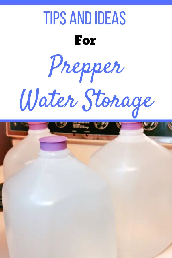 Water being stored in plastic milk jugs.
