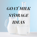 Fresh goat milk in a variety of glass containers.