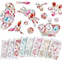 Hifot Self-Adhesive Rhinestone Sticker 8 Sheets, Colorful Gems Self-Adhesive Craft Jewels Sticker Set for Children, Stick-on Crystal Gem Sheets for DIY Crafts Decoration (Style 1)