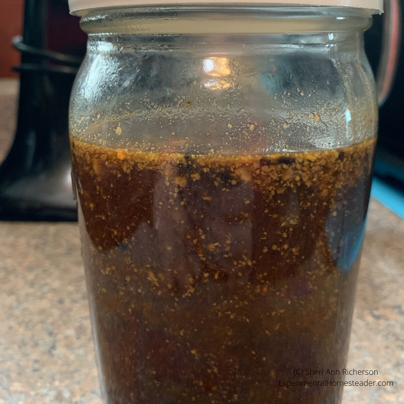 Worcestershire sauce in a canning jar fermenting.
