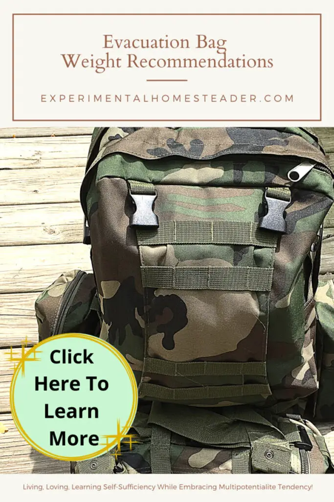 Evacuation Bag Weight Recommendations - Experimental Homesteader