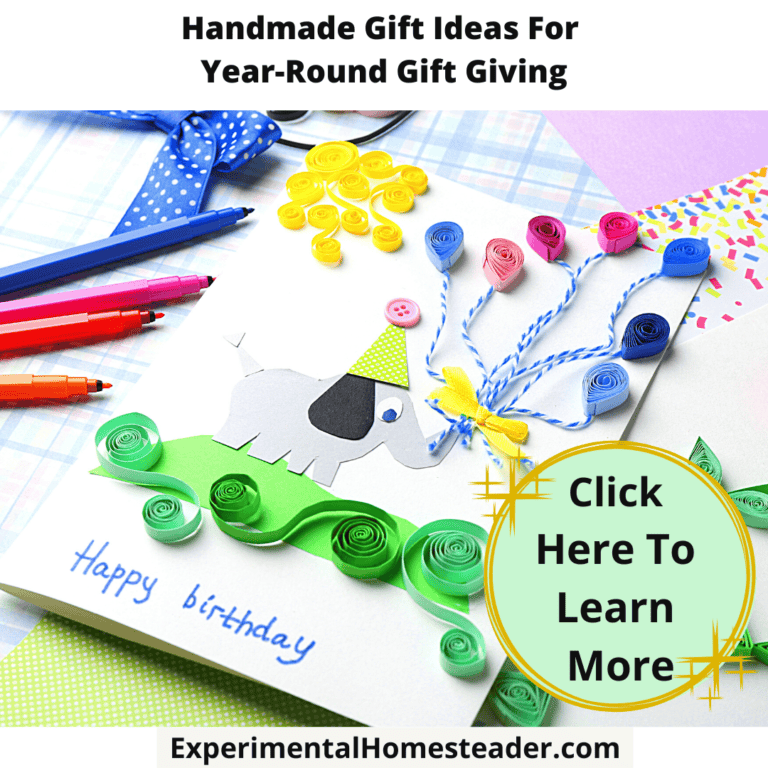 Colorful handmade birthday card with quilled animal design and gift craft ideas for homesteading celebrations.