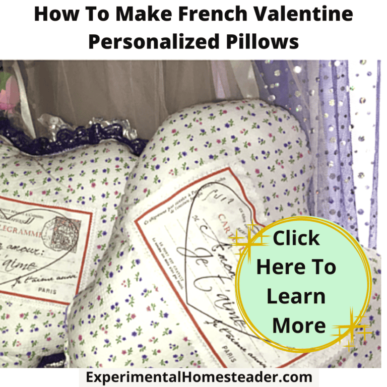 French Valentine personalized pillow with floral print and vintage postcard design for romantic home decor.