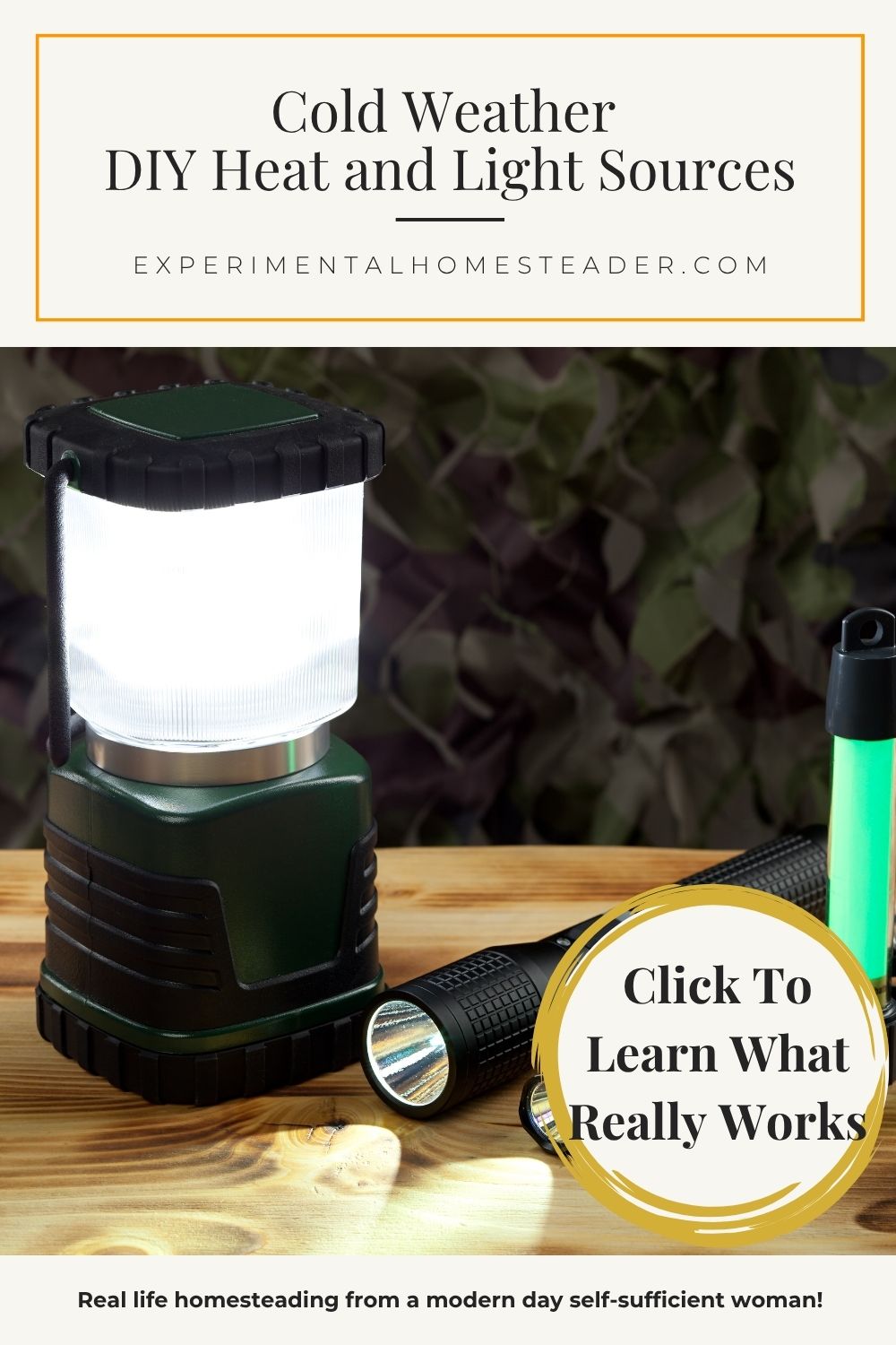 Bright LED lantern and flashlight on a wooden table, ready for emergency light during power outages.