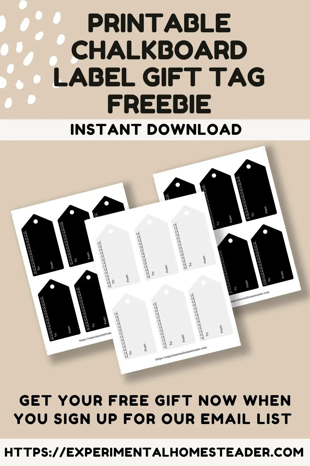 Printable Chalkboard Label Gift Tag Freebie