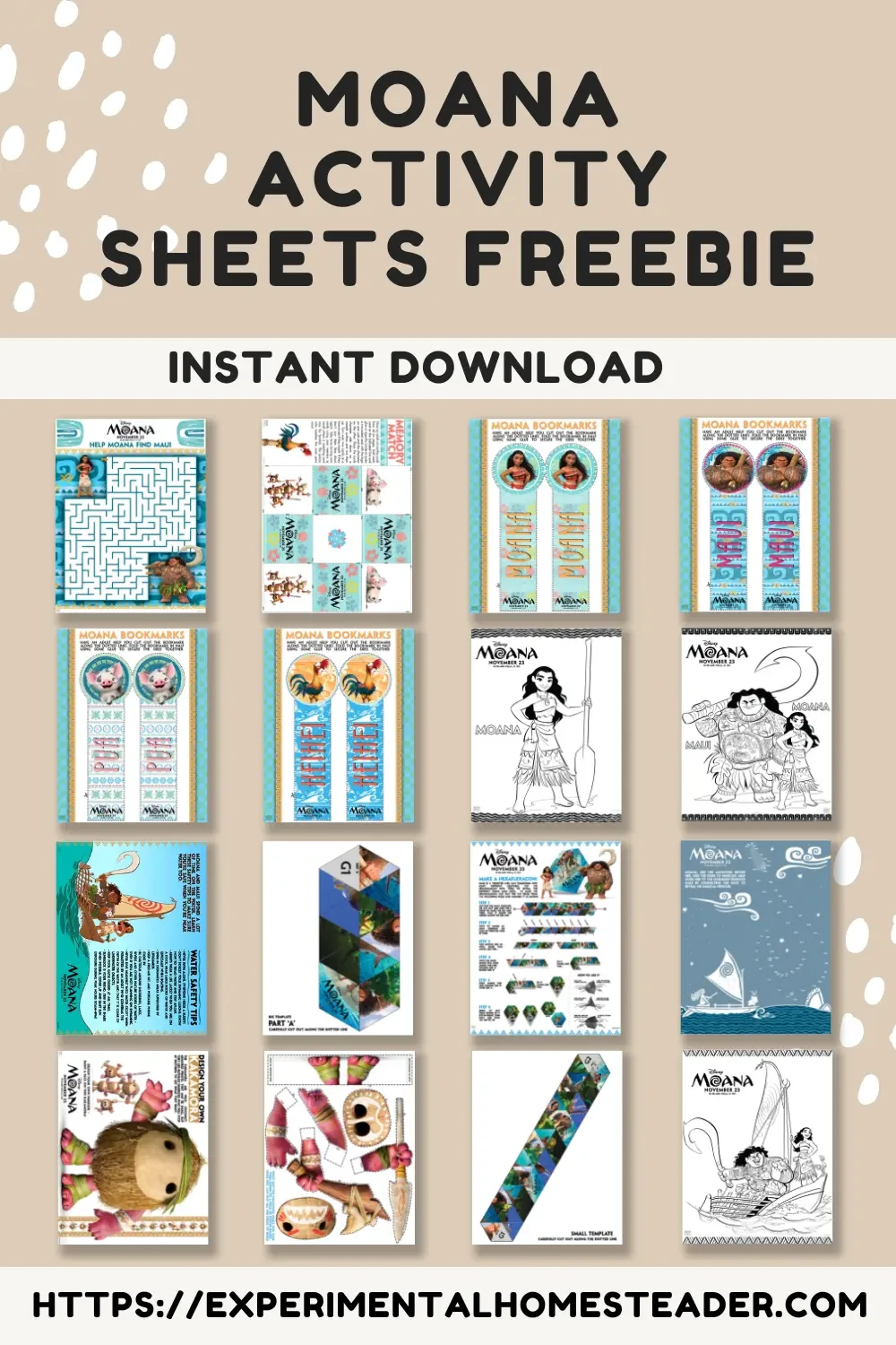 Moana Activity Sheets Freebie