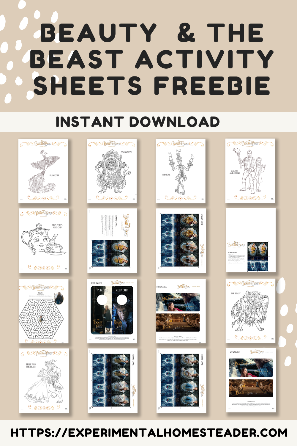 Beauty And The Beast Activity Sheets Freebie