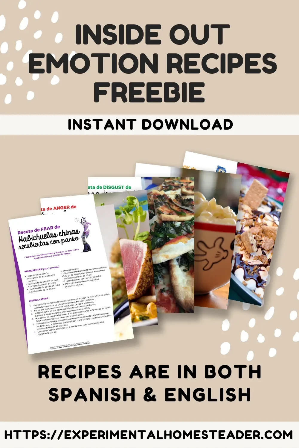 Inside Out Emotion Recipes Freebie