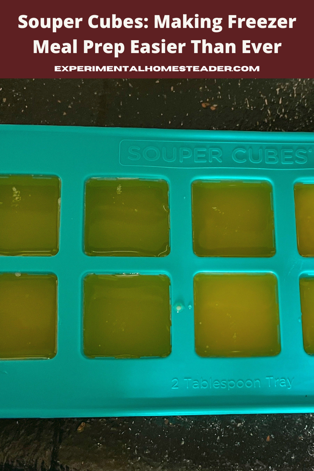 One of my Souper Cube Trays with lemon balm infused clarified liquid butter in it.