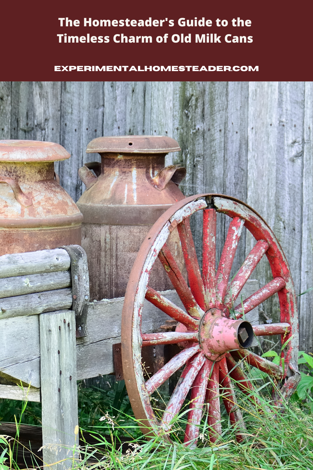 Old milk cans in an antique wagon.