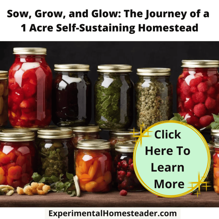 Canning jars filled with homemade preserved fruits and vegetables for self-sufficient homesteading.