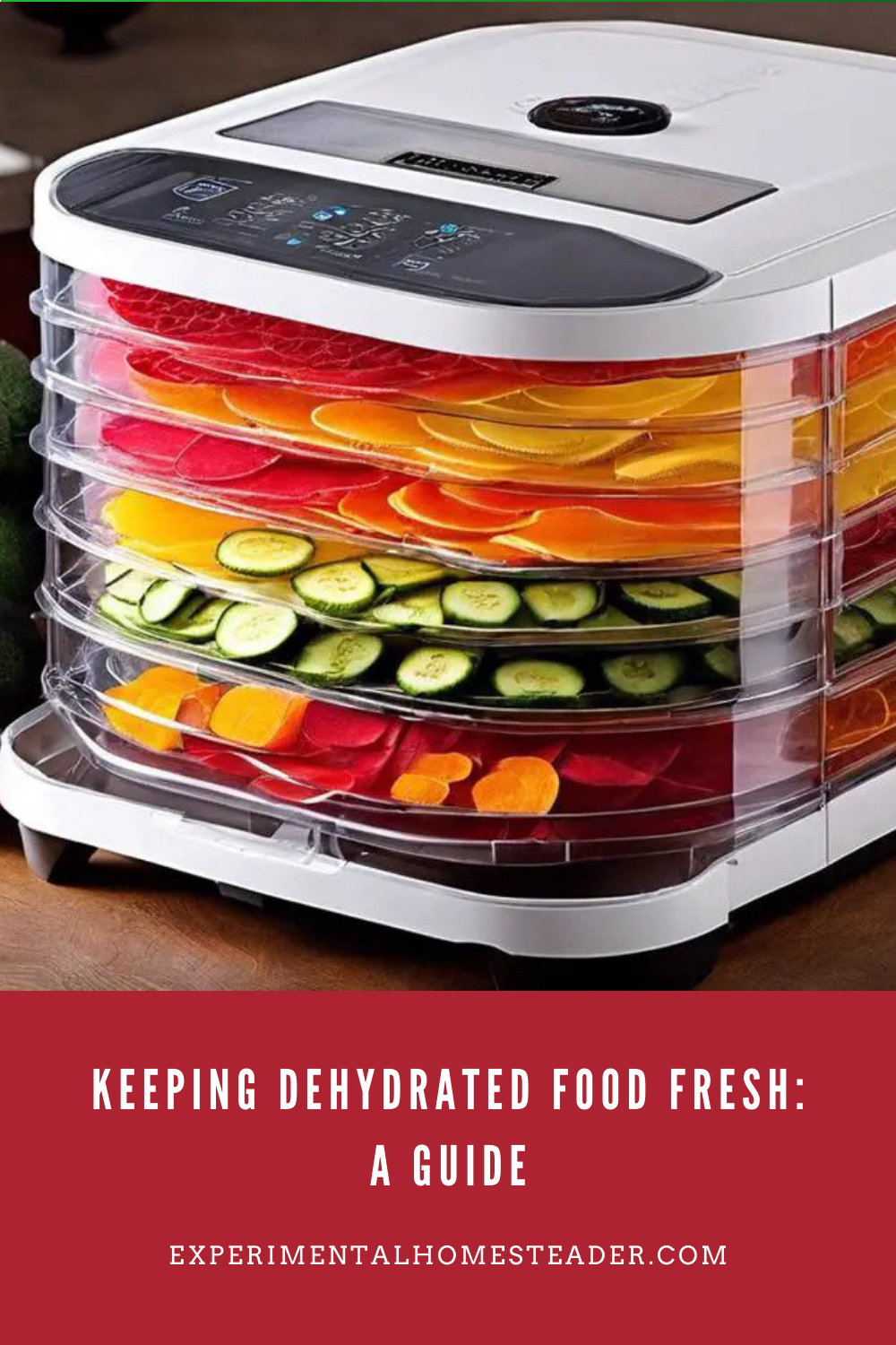 Fruits and vegetables in a dehydrator.