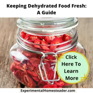 Dehydrated strawberries in a glass jar.