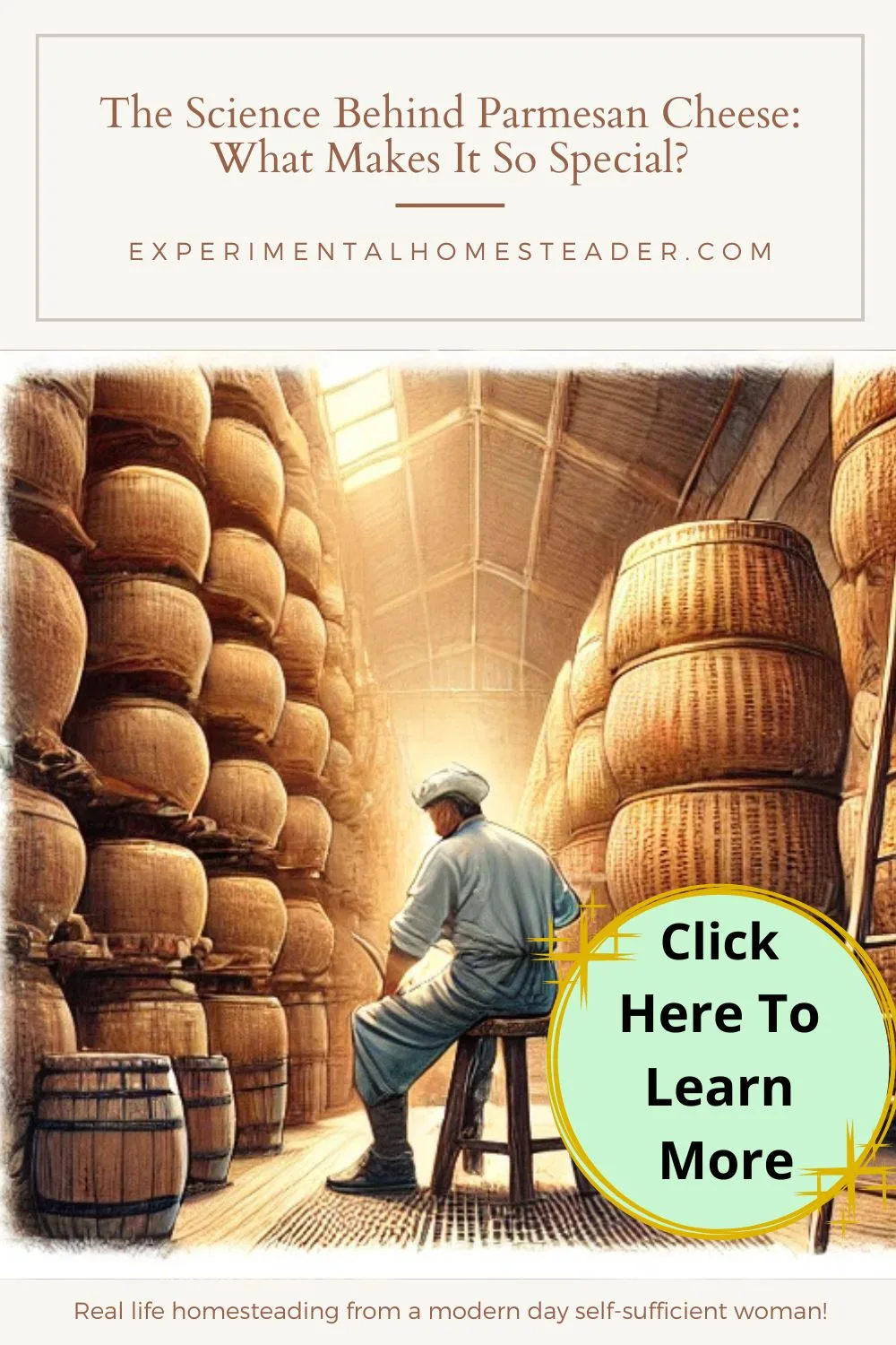 Cheesemakers stirring curds and whey in a large copper vat during the Parmesan cheese-making process, with soft natural lighting and a focus on traditional techniques.