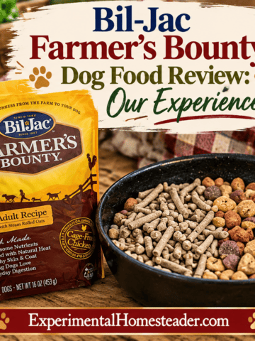 Bil-Jac Farmer's Bounty Dog Food Review - blog and Pinterest image