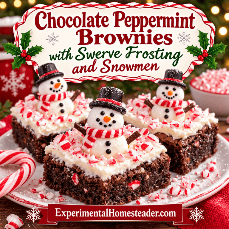 Chocolate Peppermint Brownies with Swerve Frosting and Snowmen - featured recipe image for Experimental Homesteader