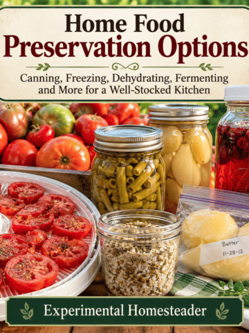 Featured image for the beginner-friendly guide to canning, freezing, dehydrating and other ways to preserve food.