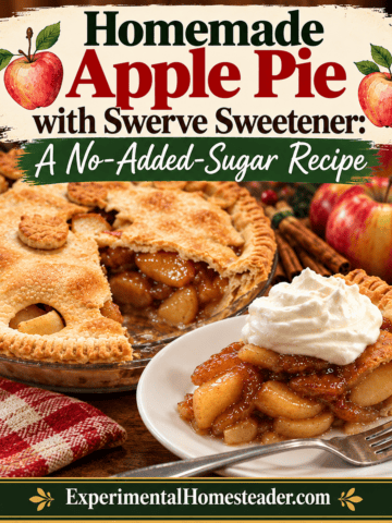 Homemade apple pie made with Swerve sweetener, golden crust, and tender apple filling; featured image for Experimental Homesteader